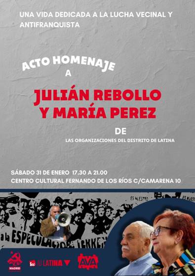 ACTO HOMENAJE JULIÁN REBOLLO Y MARÍA PEREZ