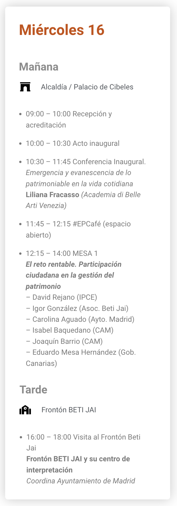 PROGRAMA - Congreso Internacional de Educación Patrimonial con el Frontón Beti-Jai